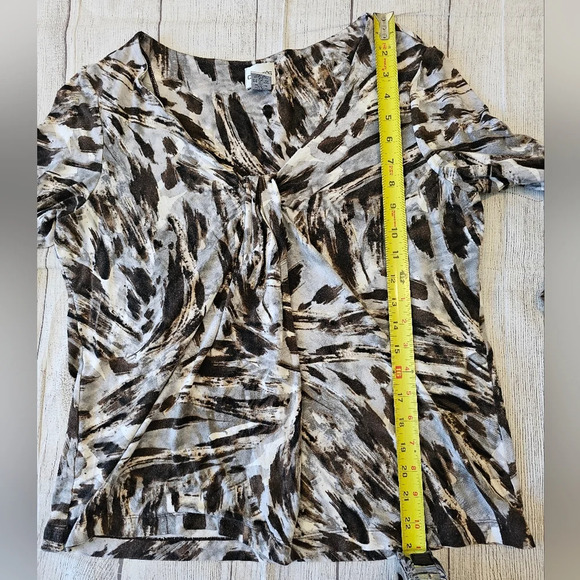 Chico’s •Size 2• Top 3/4 Sleeve Rayon Spandex Casual - Picture 2 of 8